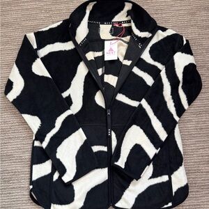 Next UK Black and White Zebra print fleece zip jacket. NWT, size S